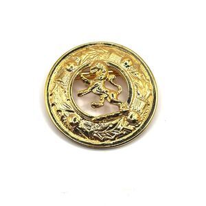 Gold Lion Lapel Pin Medallion Brooch
